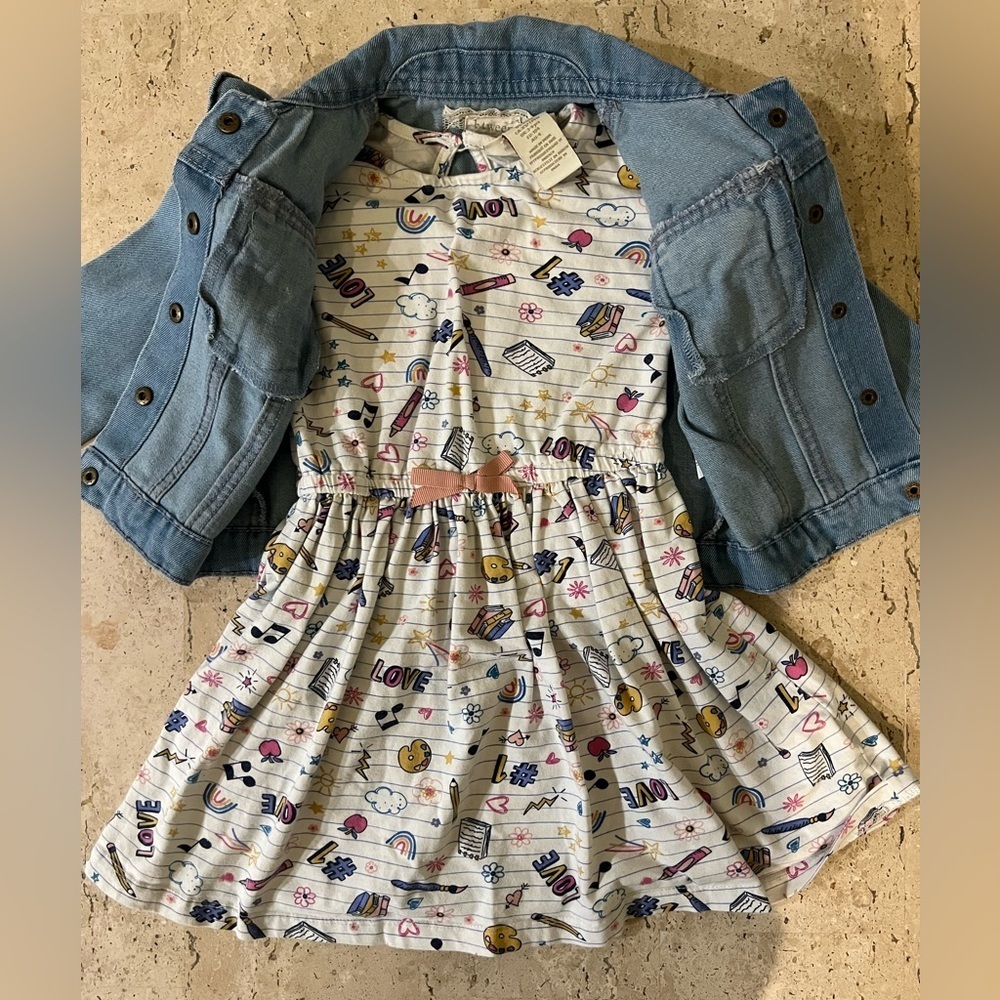 Girl’s Size 4T Cynthia Rowley Dress and BTWEEN Ruffle Denim Jacket Bundle